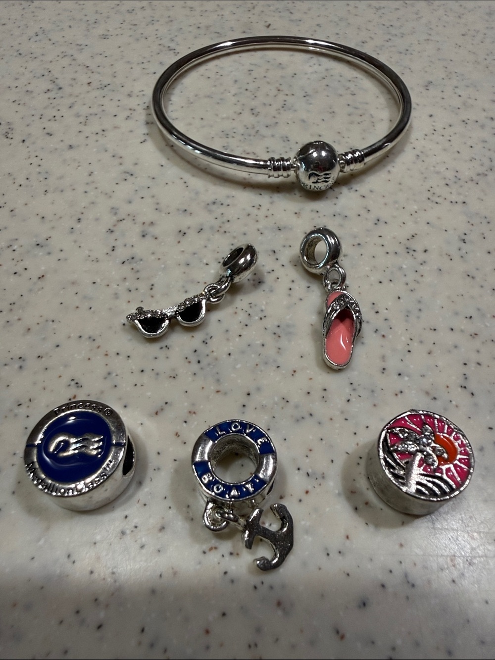 NWT-Princess Cruises Tone Charm Bracelet with 5 Charms